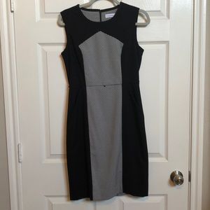 Black and white check Calvin Klein work dress, pockets in front. Size 6.